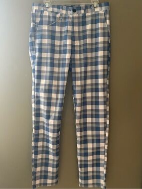 NWOT Rosso Milano Italy Mens Plaid Flat Front Pants Slim Size 32x32